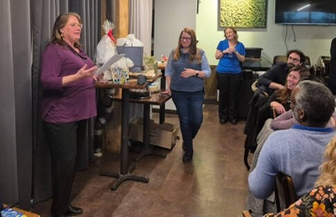 Mary Bower Russa at pass the baton event